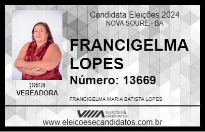 Candidato FRANCIGELMA LOPES 2024 - NOVA SOURE - Eleições