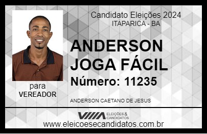 Candidato ANDERSON JOGA FÁCIL 2024 - ITAPARICA - Eleições