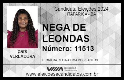 Candidato NEGA DE LEONDAS 2024 - ITAPARICA - Eleições