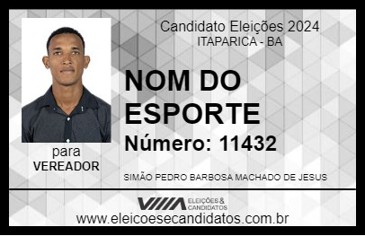 Candidato NOM DO ESPORTE 2024 - ITAPARICA - Eleições