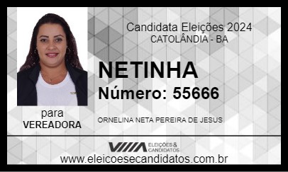 Candidato NETINHA 2024 - CATOLÂNDIA - Eleições