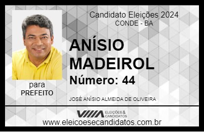 Candidato ANÍSIO MADEIROL 2024 - CONDE - Eleições