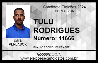 Candidato TULU RODRIGUES 2024 - CORIBE - Eleições