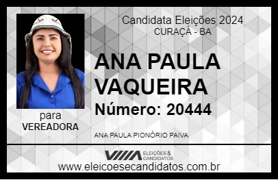 Candidato ANA PAULA VAQUEIRA 2024 - CURAÇÁ - Eleições