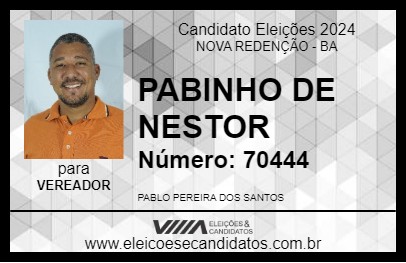 Candidato PABINHO DE NESTOR 2024 - NOVA REDENÇÃO - Eleições