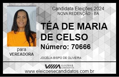 Candidato TÉA DE MARIA DE CELSO 2024 - NOVA REDENÇÃO - Eleições