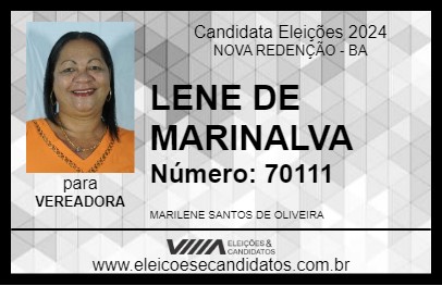 Candidato LENE DE MARINALVA 2024 - NOVA REDENÇÃO - Eleições