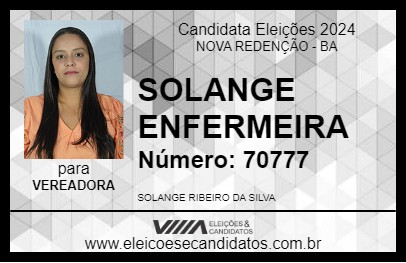 Candidato SOLANGE ENFERMEIRA 2024 - NOVA REDENÇÃO - Eleições