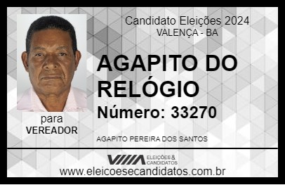 Candidato AGAPITO DO RELÓGIO 2024 - VALENÇA - Eleições