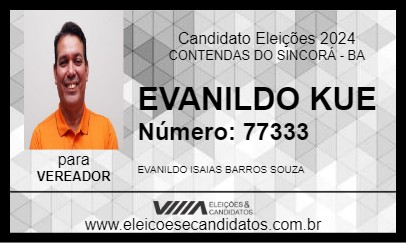 Candidato EVANILDO KUE 2024 - CONTENDAS DO SINCORÁ - Eleições