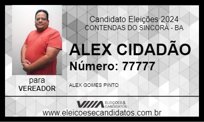 Candidato ALEX CIDADÃO 2024 - CONTENDAS DO SINCORÁ - Eleições