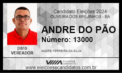 Candidato ANDRE DO PÃO 2024 - OLIVEIRA DOS BREJINHOS - Eleições