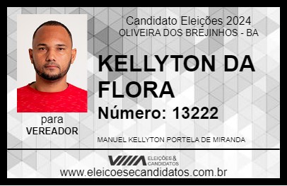 Candidato KELLYTON DA FLORA 2024 - OLIVEIRA DOS BREJINHOS - Eleições