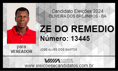 Candidato ZE DO REMEDIO 2024 - OLIVEIRA DOS BREJINHOS - Eleições