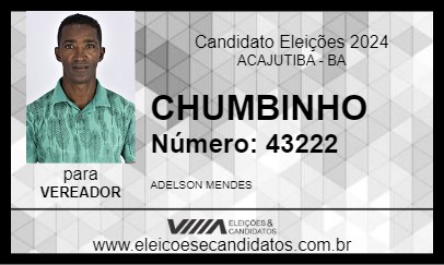 Candidato CHUMBINHO 2024 - ACAJUTIBA - Eleições