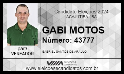 Candidato GABI MOTOS 2024 - ACAJUTIBA - Eleições