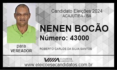 Candidato NENEN BOCÃO 2024 - ACAJUTIBA - Eleições