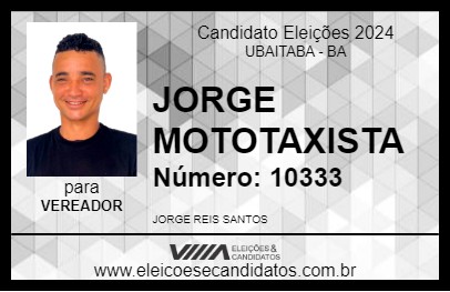 Candidato JORGE MOTOTAXISTA 2024 - UBAITABA - Eleições