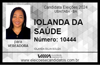 Candidato IOLANDA DA SAÚDE 2024 - UBAITABA - Eleições