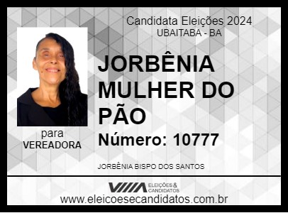 Candidato JORBÊNIA MULHER DO PÃO 2024 - UBAITABA - Eleições