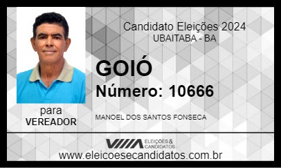 Candidato GOIÓ 2024 - UBAITABA - Eleições