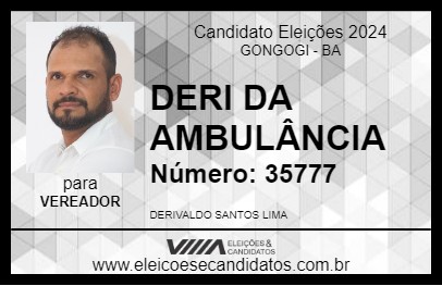 Candidato DERI DA AMBULÂNCIA 2024 - GONGOGI - Eleições