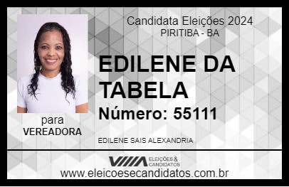 Candidato EDILENE DA TABELA 2024 - PIRITIBA - Eleições