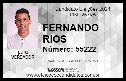 Candidato FERNANDO RIOS 2024 - PIRITIBA - Eleições