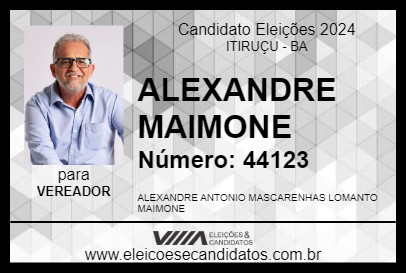 Candidato ALEXANDRE MAIMONE 2024 - ITIRUÇU - Eleições