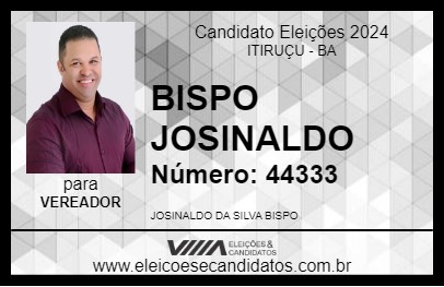 Candidato BISPO JOSINALDO 2024 - ITIRUÇU - Eleições