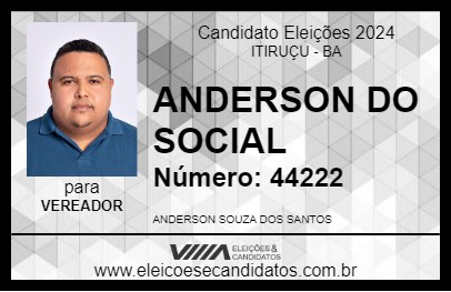 Candidato ANDERSON DO SOCIAL 2024 - ITIRUÇU - Eleições