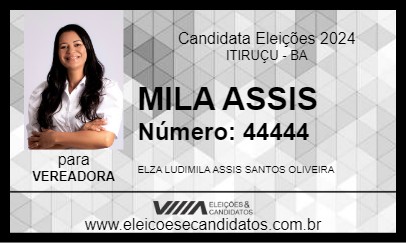 Candidato MILA ASSIS 2024 - ITIRUÇU - Eleições