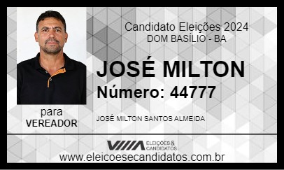 Candidato JOSÉ MILTON 2024 - DOM BASÍLIO - Eleições