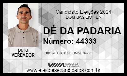 Candidato DÉ DA PADARIA 2024 - DOM BASÍLIO - Eleições