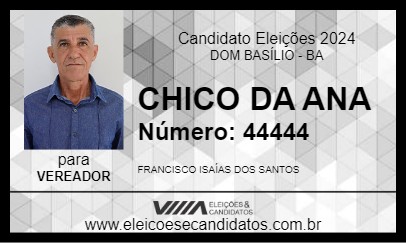 Candidato CHICO DA ANA 2024 - DOM BASÍLIO - Eleições