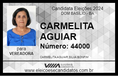 Candidato CARMELITA AGUIAR 2024 - DOM BASÍLIO - Eleições