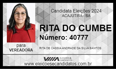 Candidato RITA DO CUMBE 2024 - ACAJUTIBA - Eleições