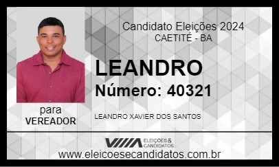 Candidato LEANDRO XAVIER 2024 - CAETITÉ - Eleições