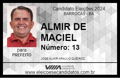 Candidato ALMIR DE MACIEL 2024 - BARROCAS - Eleições