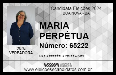 Candidato MARIA PERPÉTUA 2024 - BOA NOVA - Eleições