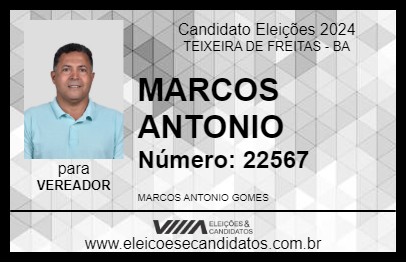 Candidato MARCOS ANTONIO 2024 - TEIXEIRA DE FREITAS - Eleições