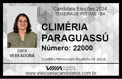 Candidato CLIMÉRIA PARAGUASSÚ 2024 - TEIXEIRA DE FREITAS - Eleições