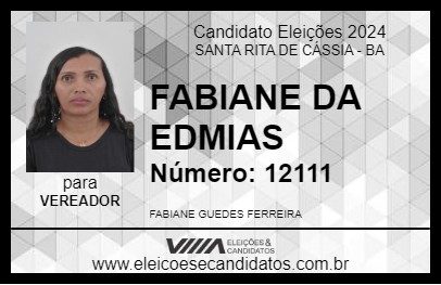 Candidato FABIANE DAS ENDEMIAS 2024 - SANTA RITA DE CÁSSIA - Eleições