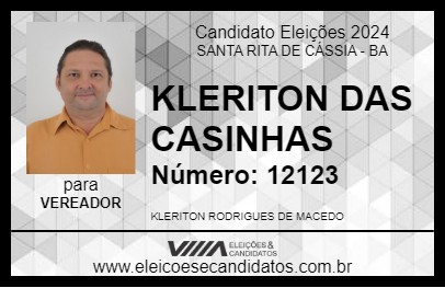 Candidato KLERITON DAS CASINHAS 2024 - SANTA RITA DE CÁSSIA - Eleições