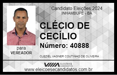 Candidato CLÉCIO DE CECÍLIO 2024 - INHAMBUPE - Eleições