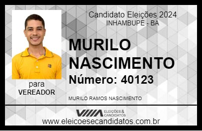 Candidato MURILO NASCIMENTO 2024 - INHAMBUPE - Eleições