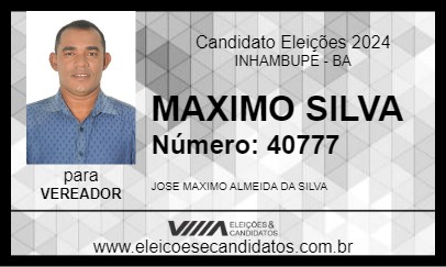 Candidato MAXIMO SILVA 2024 - INHAMBUPE - Eleições