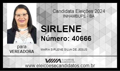 Candidato SIRLENE 2024 - INHAMBUPE - Eleições