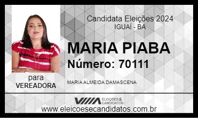 Candidato MARIA PIABA 2024 - IGUAÍ - Eleições