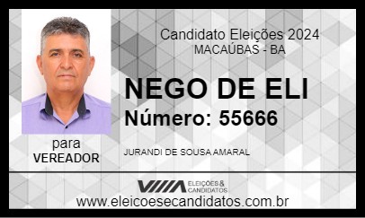 Candidato NEGO DE ELI 2024 - MACAÚBAS - Eleições